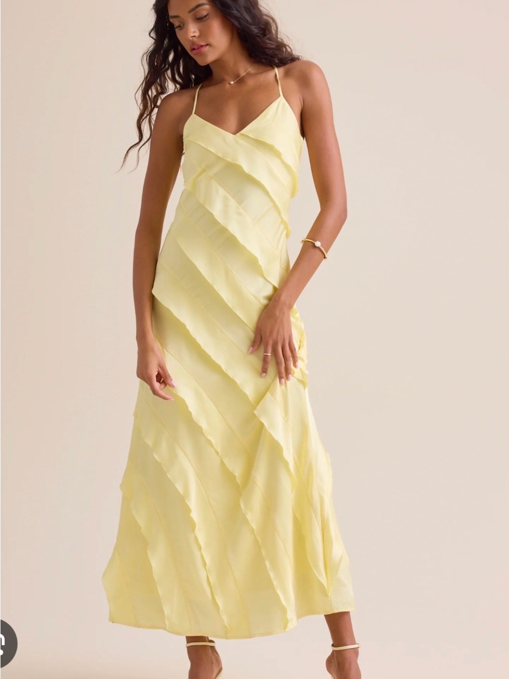 Altar'd State Pale Yellow Layered Slip Maxi Dress